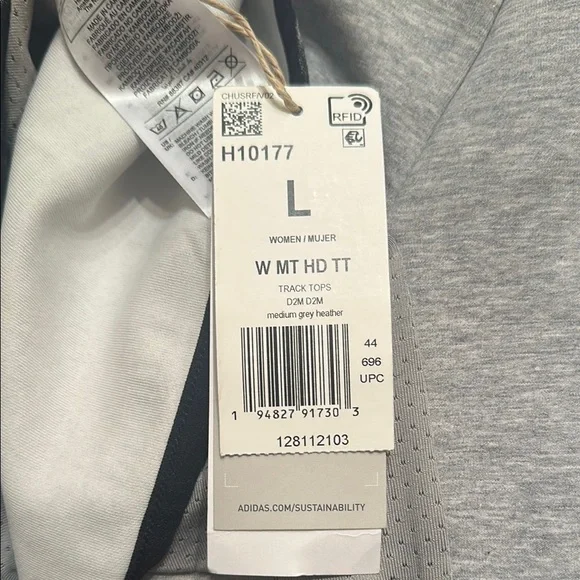 Adidas Gray Zip-Up Hoodie Jacket with Hood - Picture 3 of 3